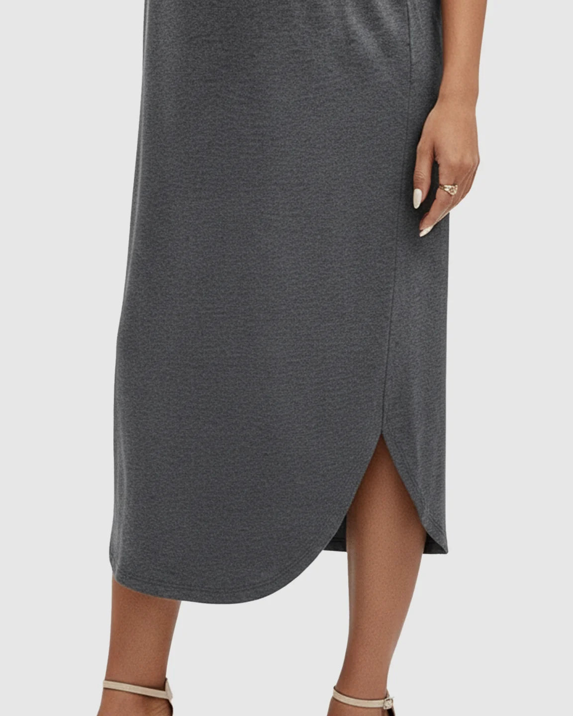 Sleeveless Gathered-Waist Maternity Midi Dress