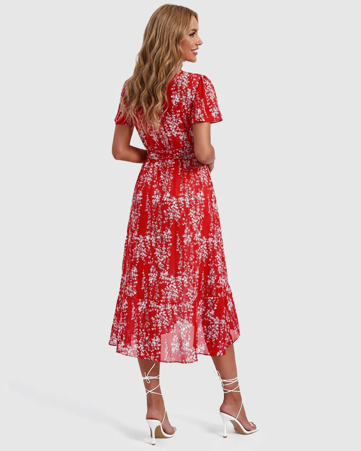 Floral V-neck Large Swing Maternity Midi Dress