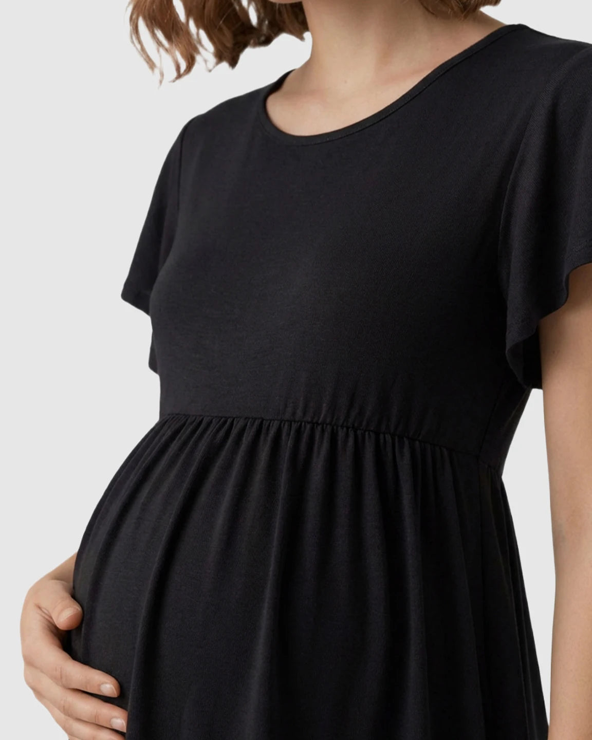 Gathered Ruffle-Sleeve Maternity