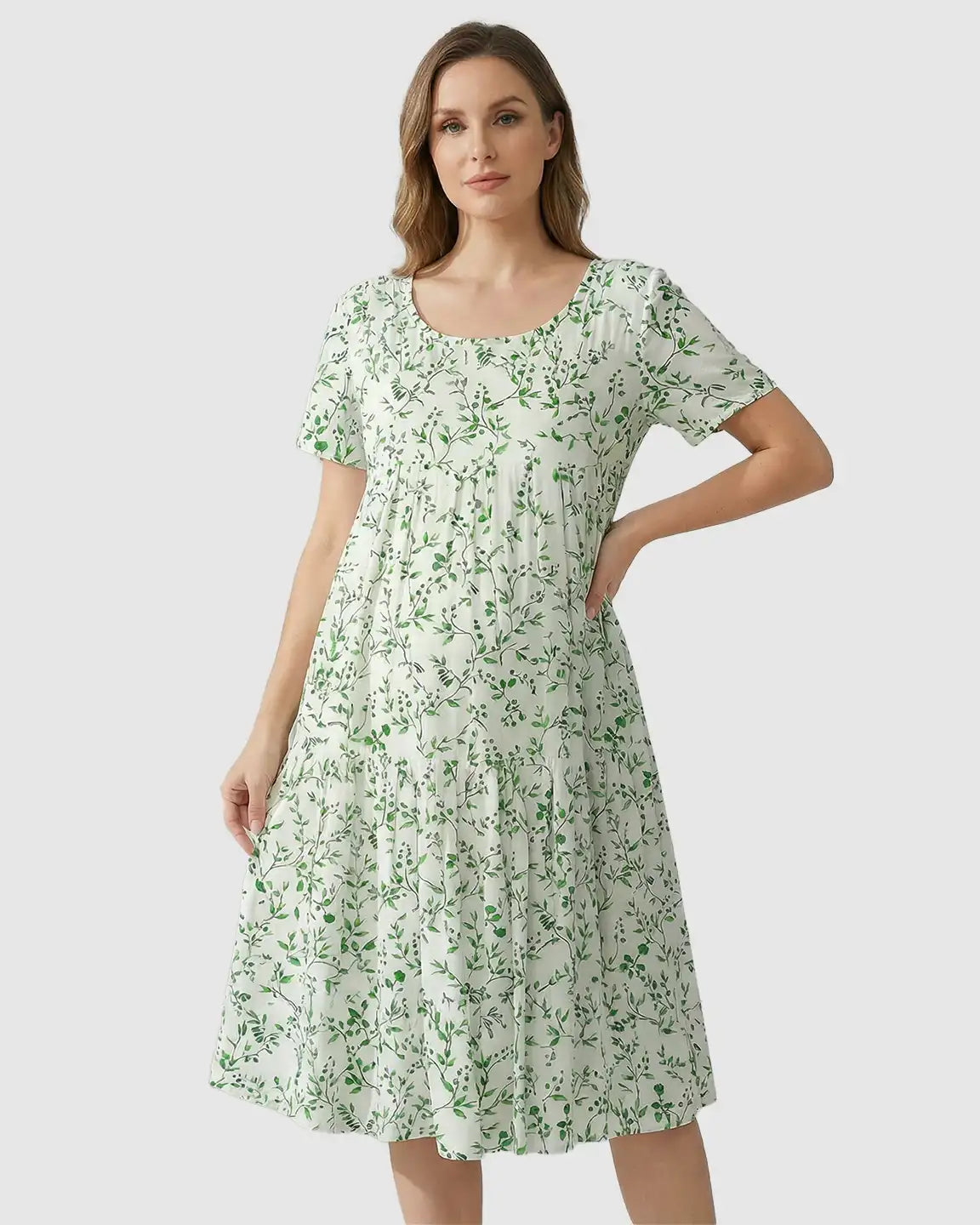 Empire Waist Tiered Maternity Midi Dress