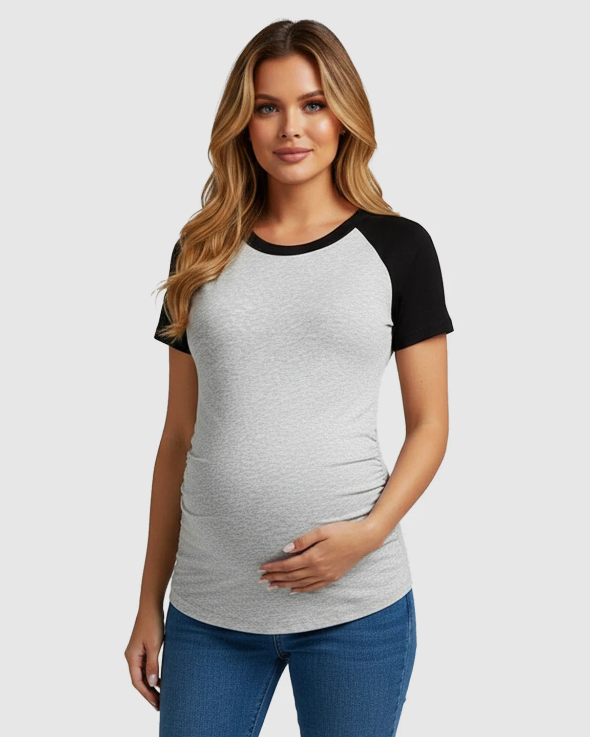 Side-Ruched Raglan Sleeve Maternity T-Shirt