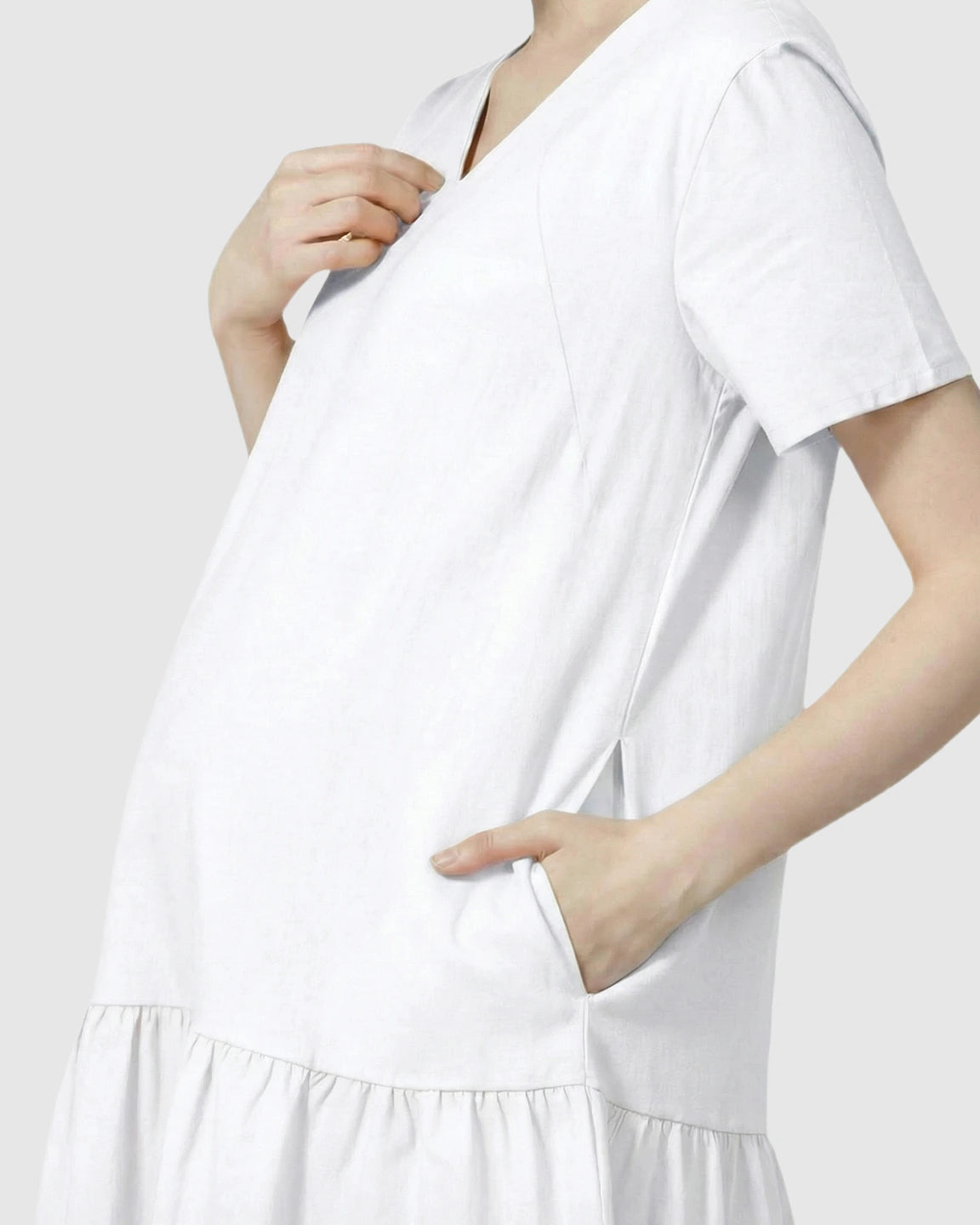 Ruffled Hem A-line Maternity & Nursing Dress
