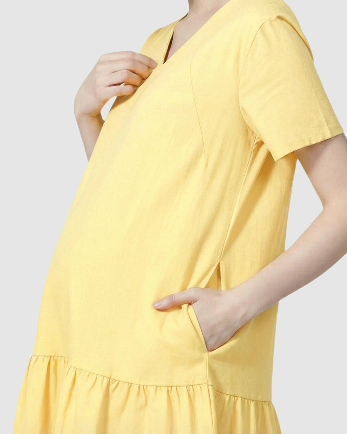 Ruffled Hem A-line Maternity & Nursing Dress