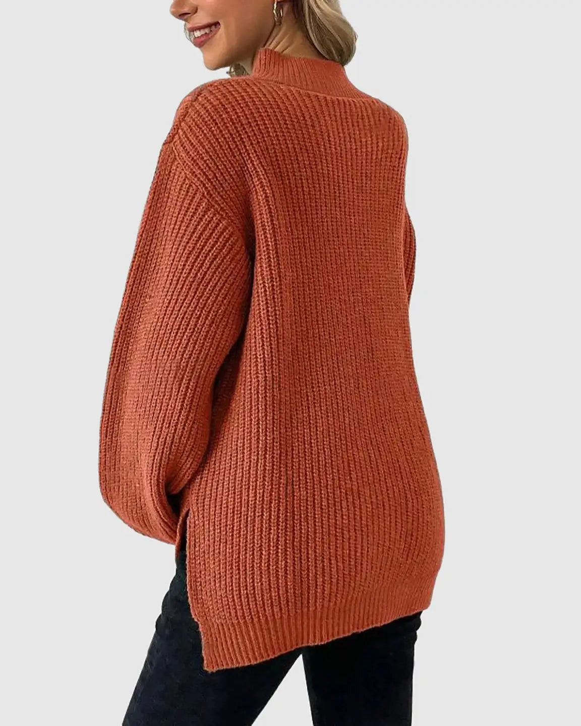 Ribbed Knit Half-Zip Maternity Sweater