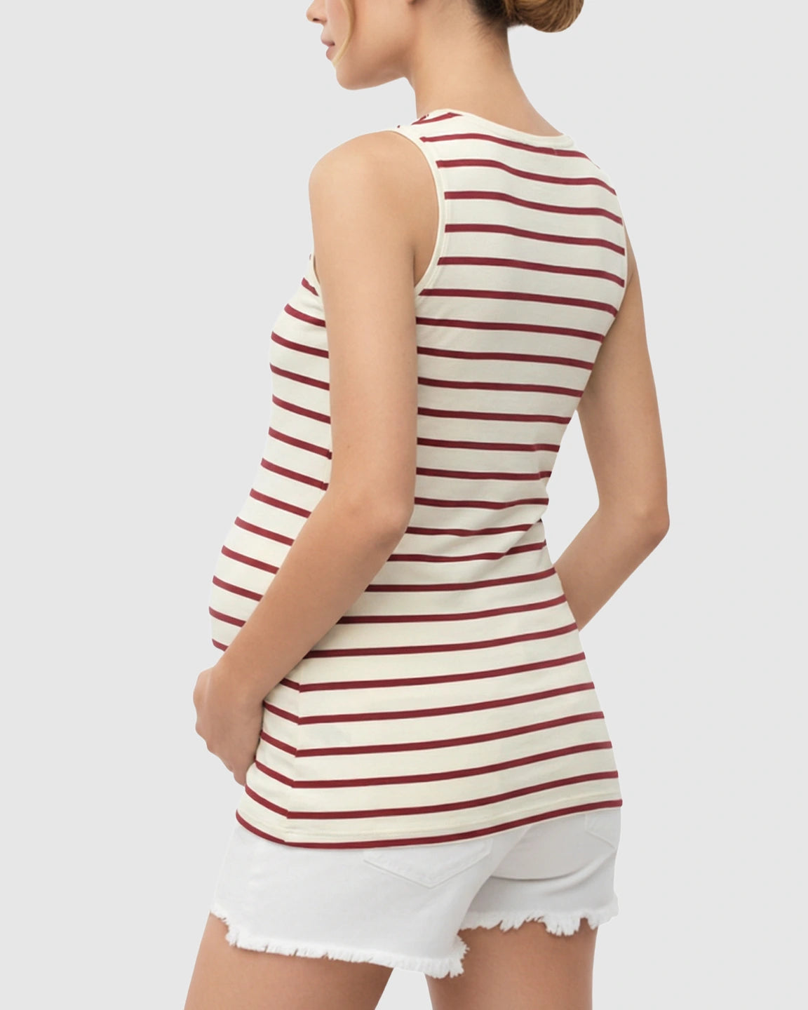 Sleeveless Striped Print Maternity & Nursing Tank Top