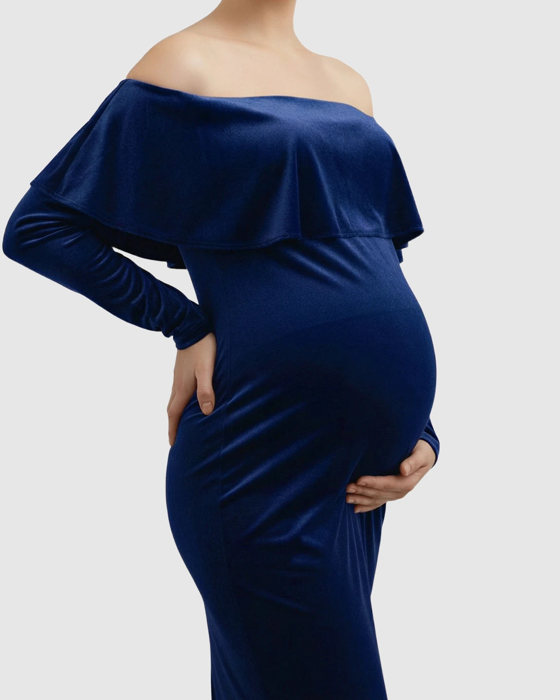 Off-Shoulder Fitted Maternity Photoshoot Dress