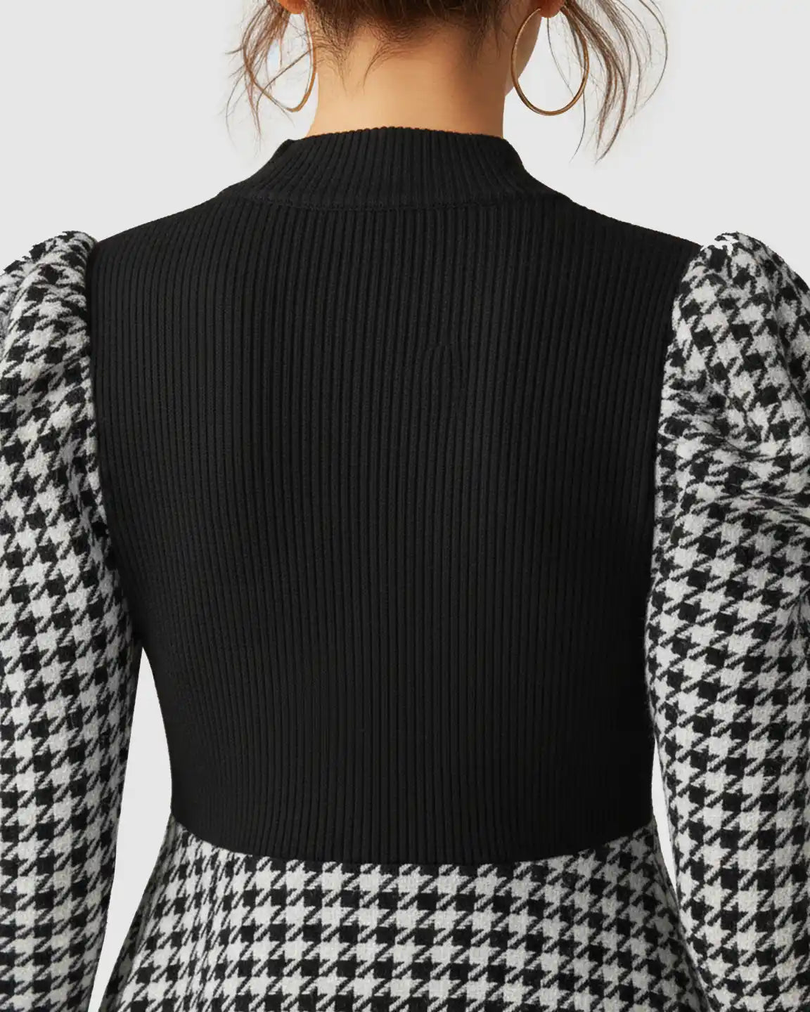 Houndstooth Pattern Elegant Maternity Short Dress