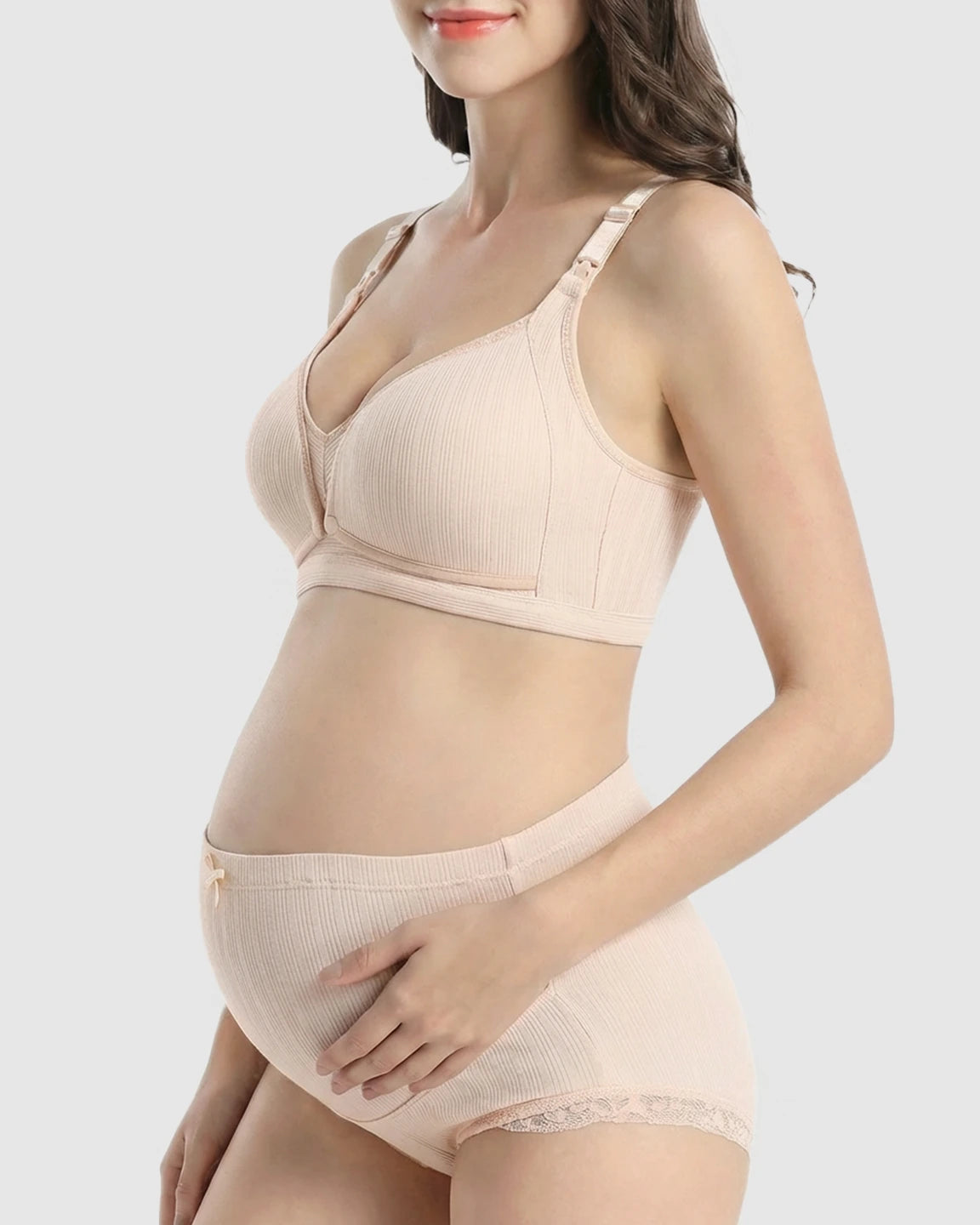 Wire-Free Breathable High-Waist Maternity Nursing Bra & Panty Set