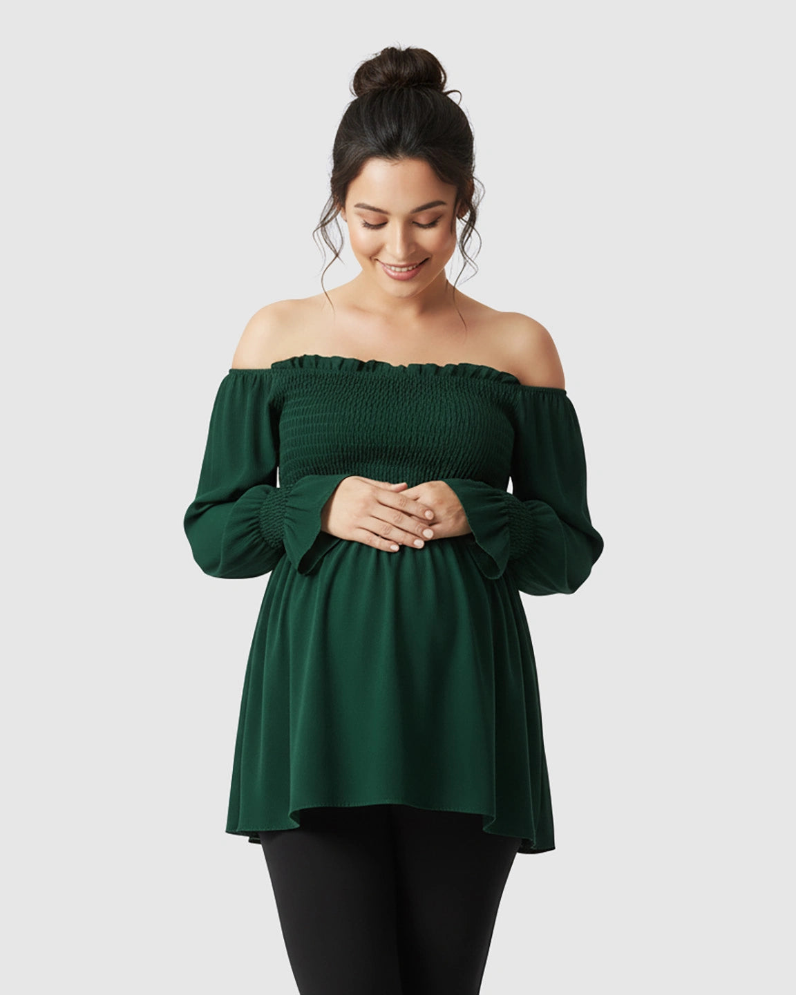 Ruched Off-Shoulder Maternity Top