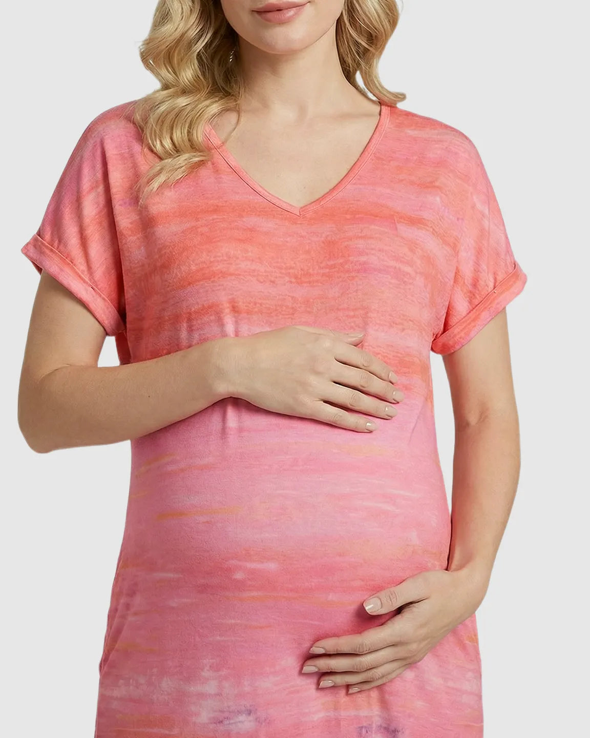 Side-Slits Ombre Color Maternity Maxi Dress