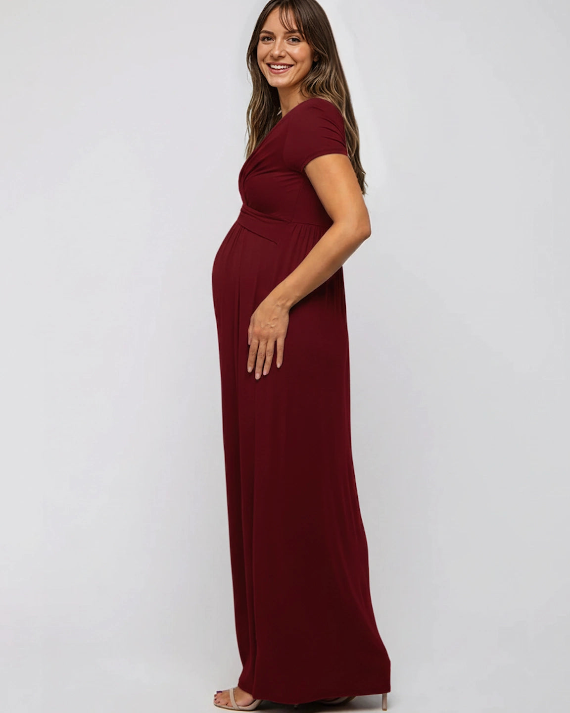 Twist Front Draped Maternity Nursing Maxi Dress