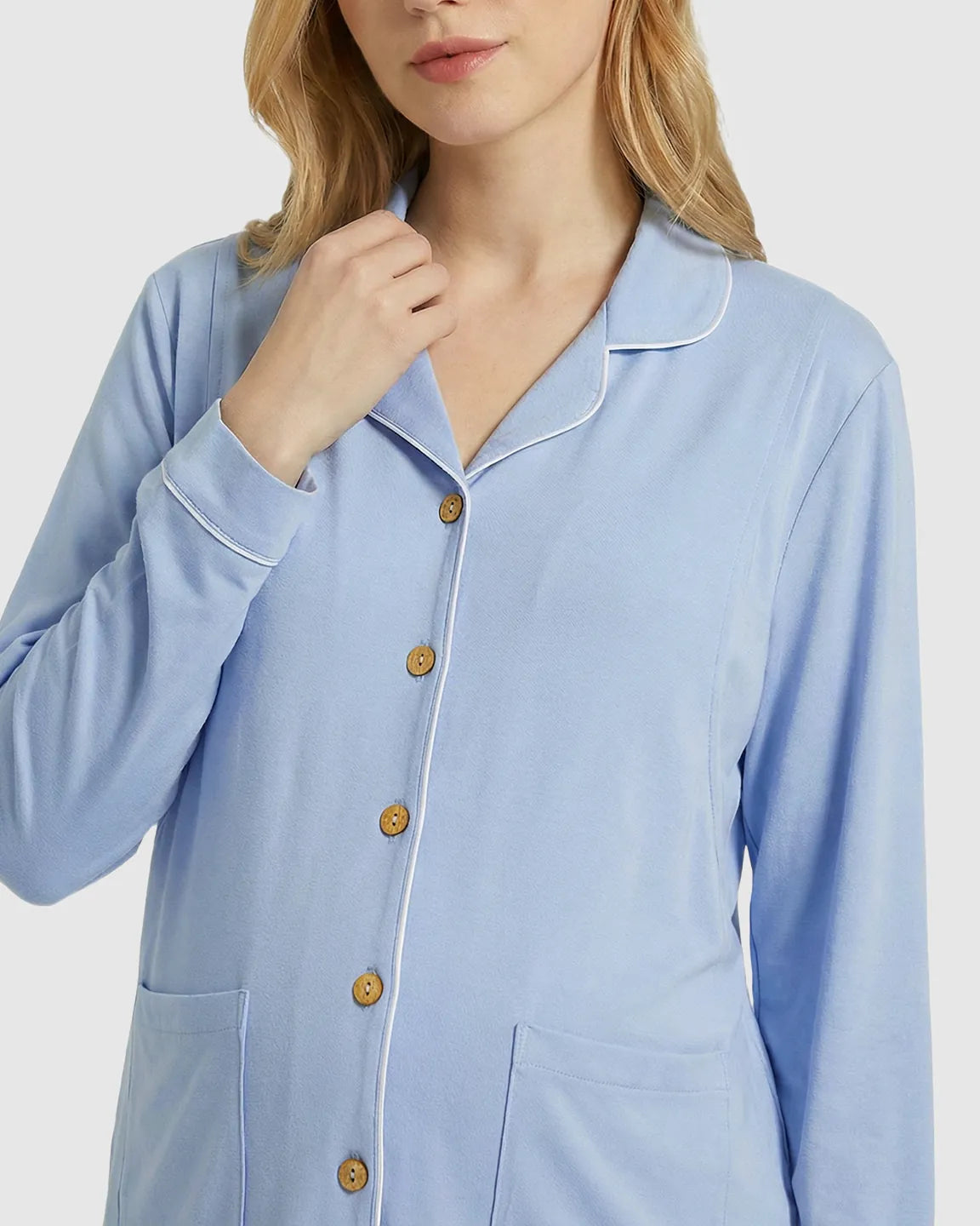 Button-Front Top Pastel Colored Maternity Sleepwear