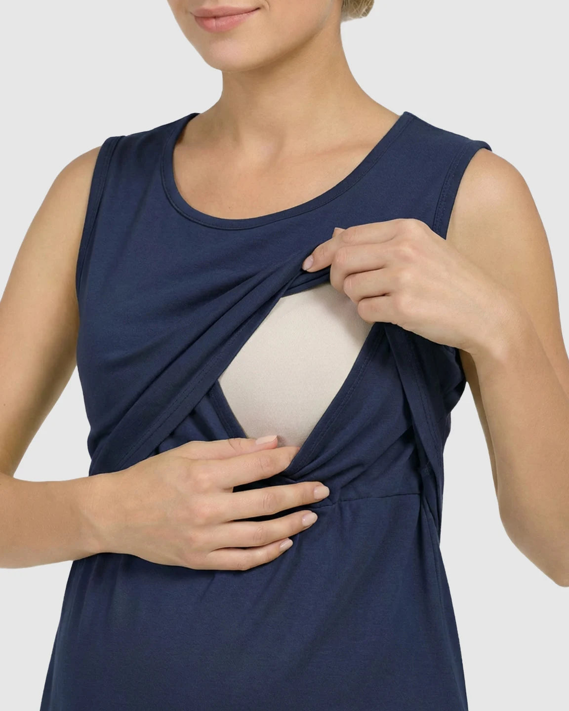 Sleeveless High-Waisted Maternity & Nursing Dress