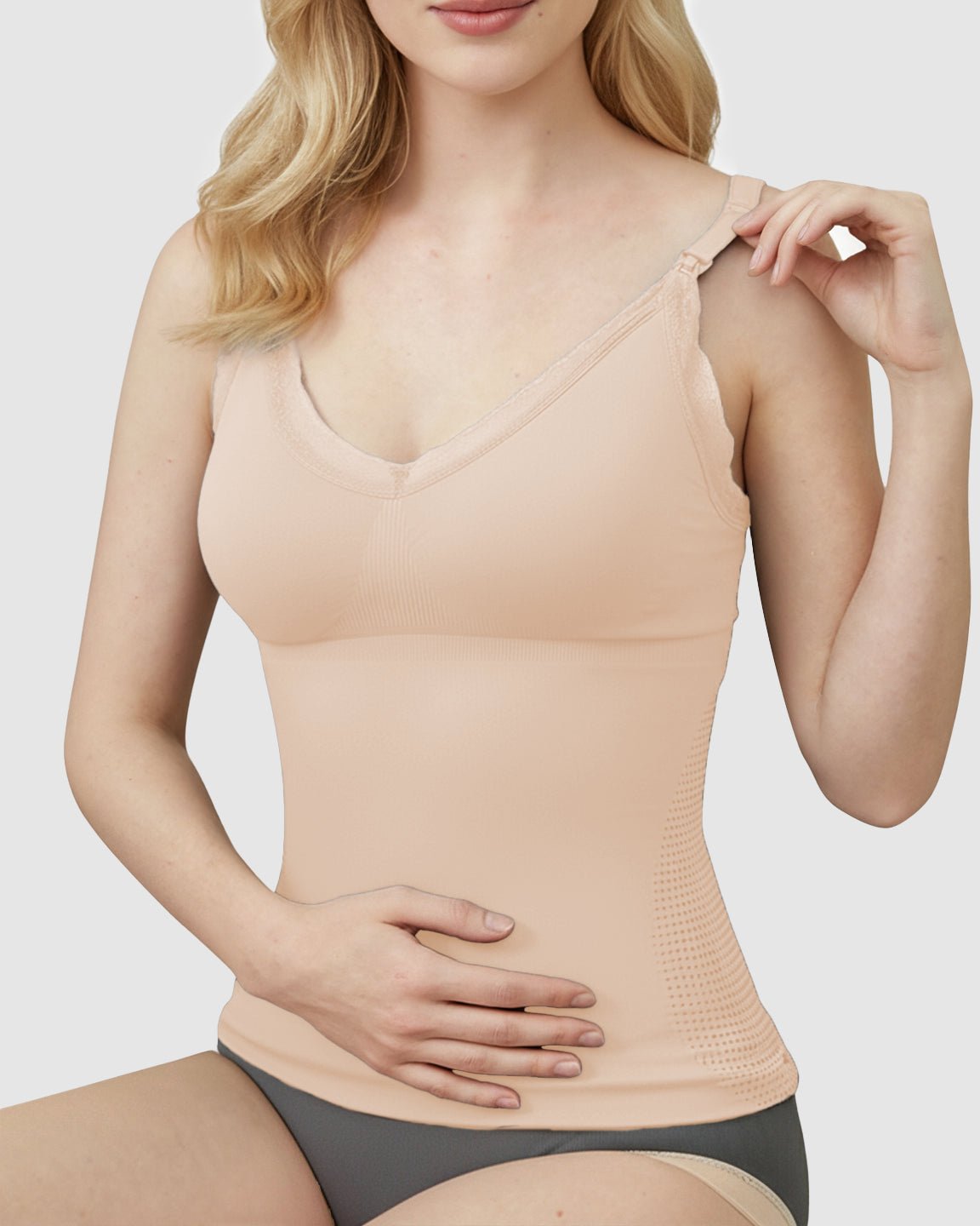 Seamless Lace-Trim V-Neck Nursing Cami