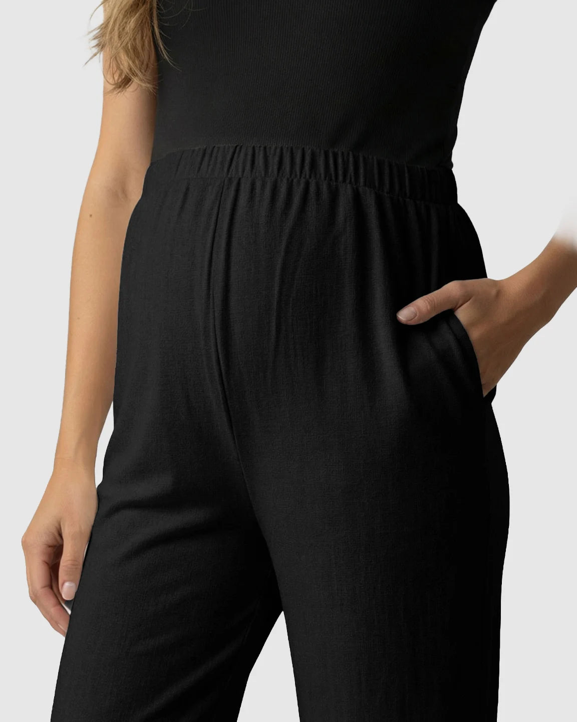 Elastic Waist Wide-Leg Maternity Pants