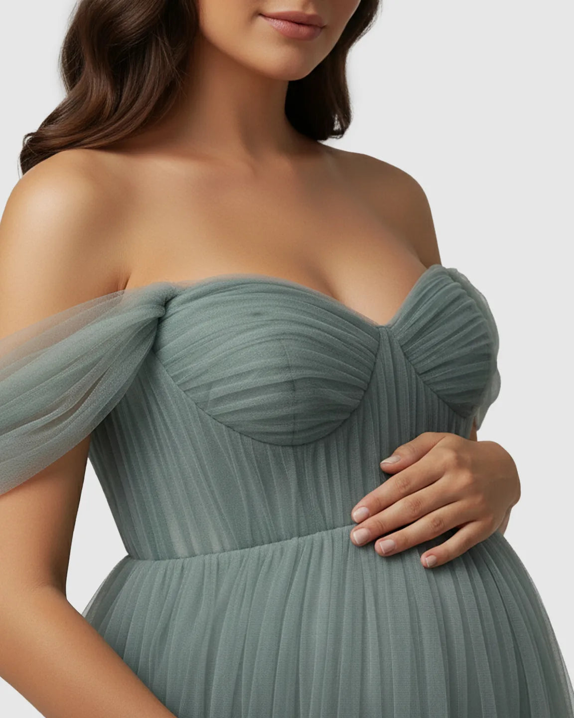 Tiered Ruffle Corset-style Maternity Photoshoot Gown