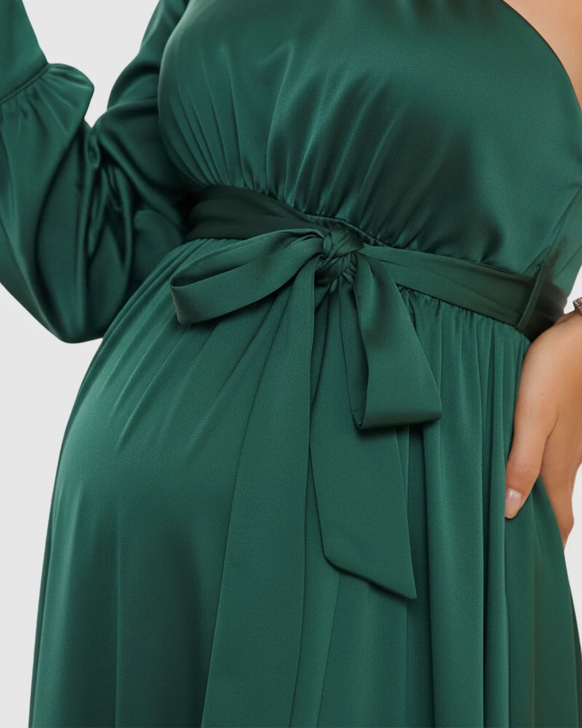 One-Shoulder Elegant Maternity Maxi Dress