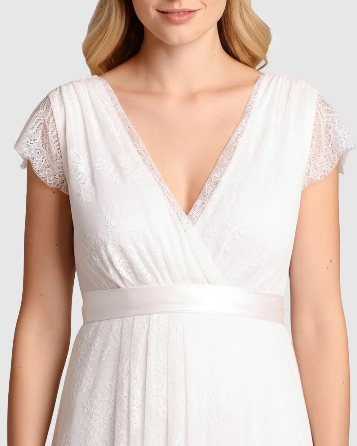 Lace Flutter Sleeve Empire Waist Maternity Photoshoot Gown