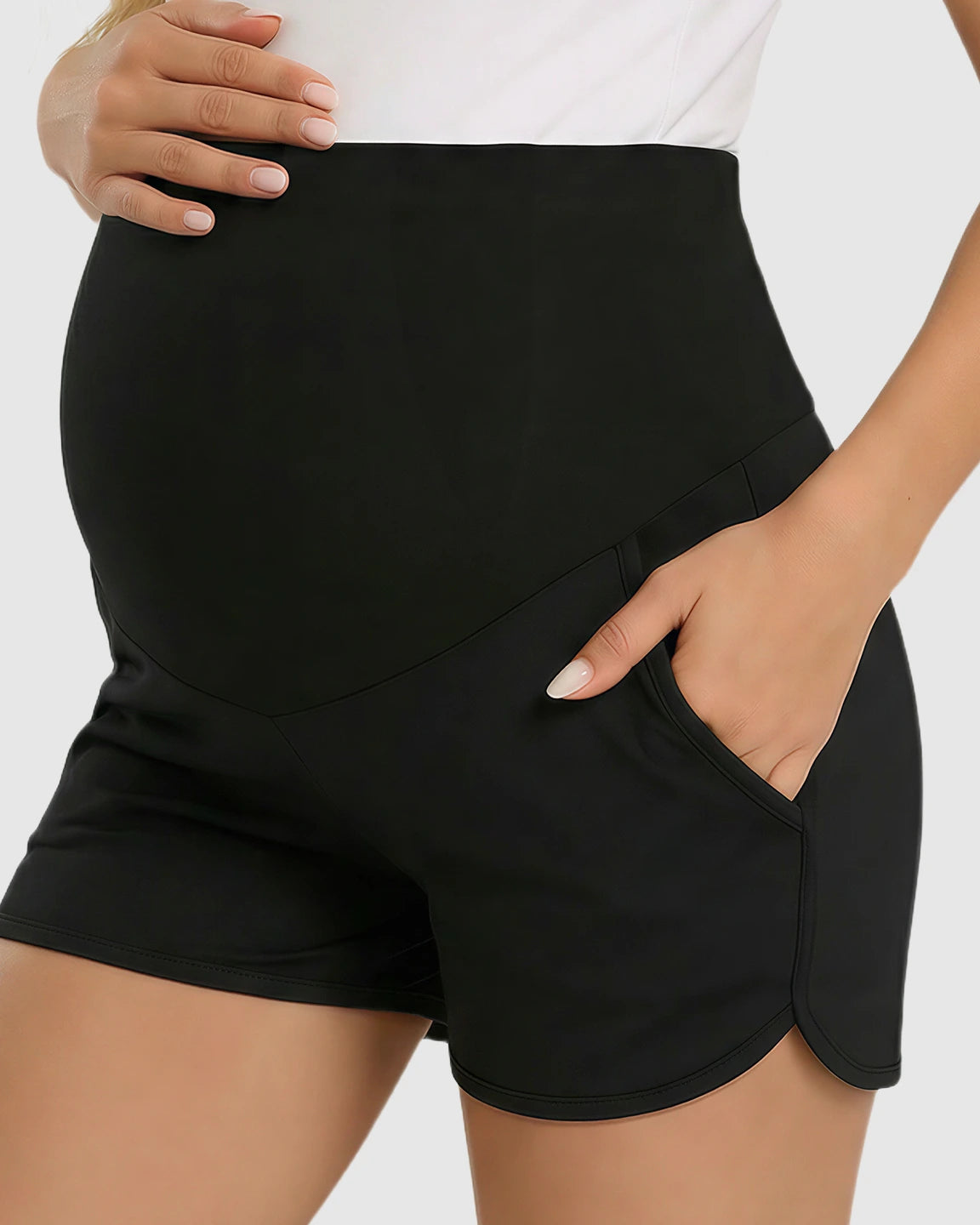 Contrast Trim Sporty Maternity Shorts