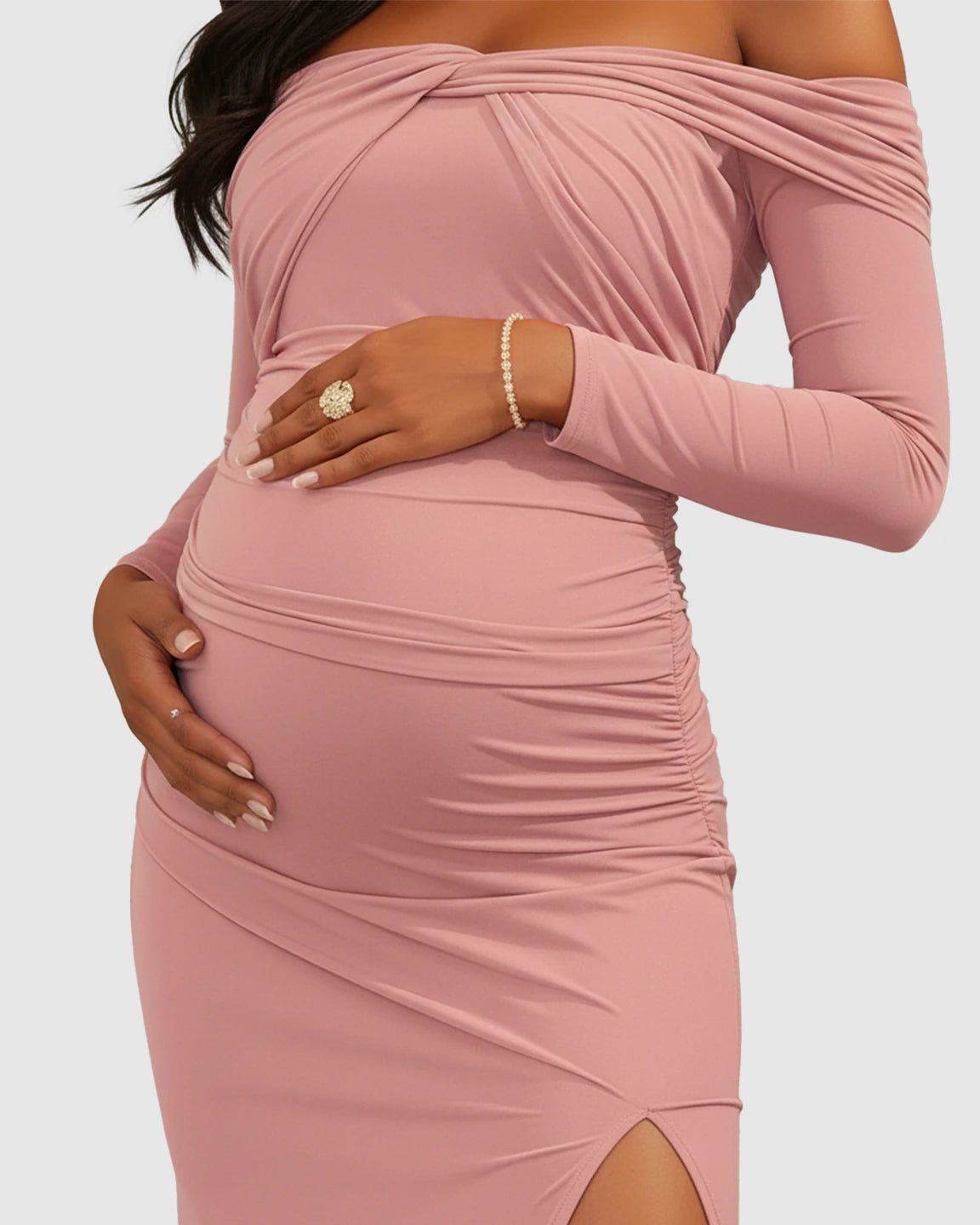 Ruched Bodice Bodycon Maternity Photoshoot Dress
