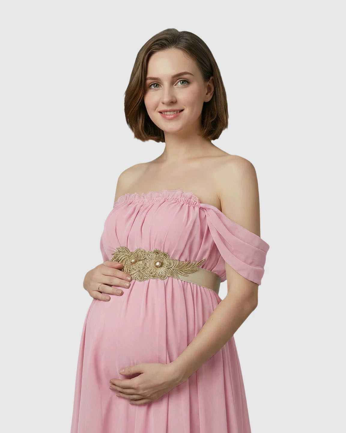 Chiffon Flowing Off Shoulder Maternity Photoshoot Gown
