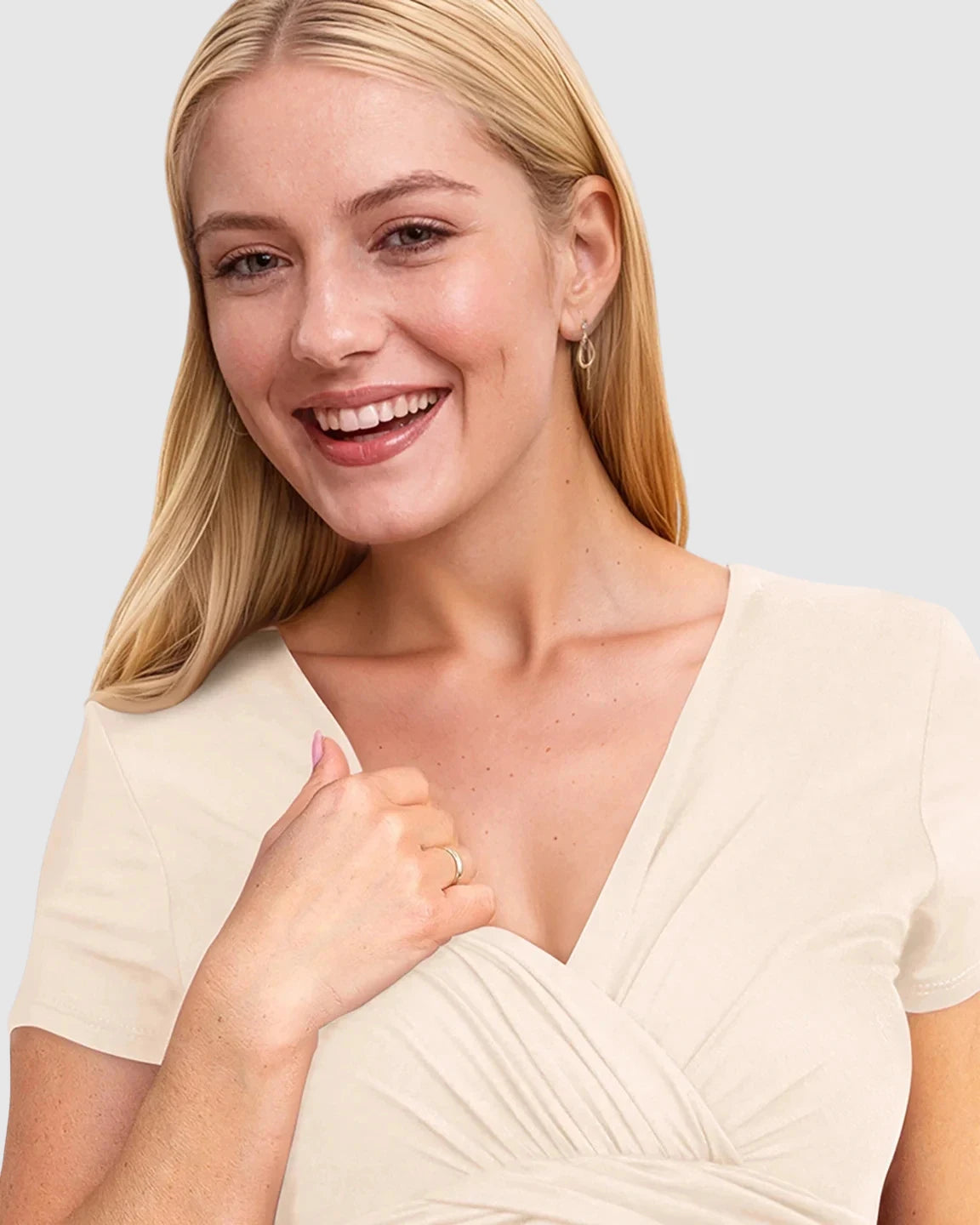 V-Neck Pleated Bust Maternity Maxi Dress