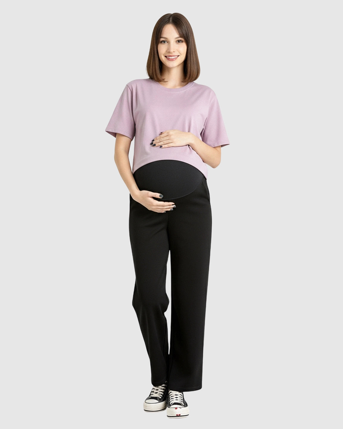 Silky Wide-Leg Belly Support Maternity Pants