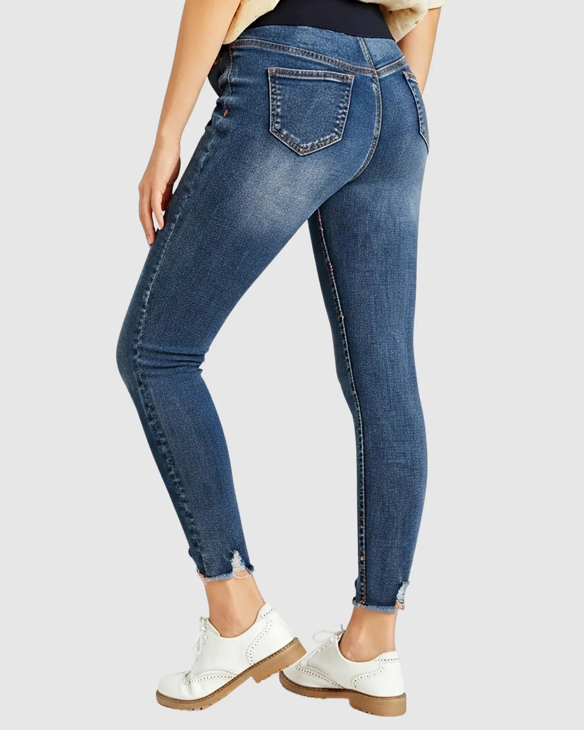 Frayed Hem Distressed Skinny Maternity Jeans