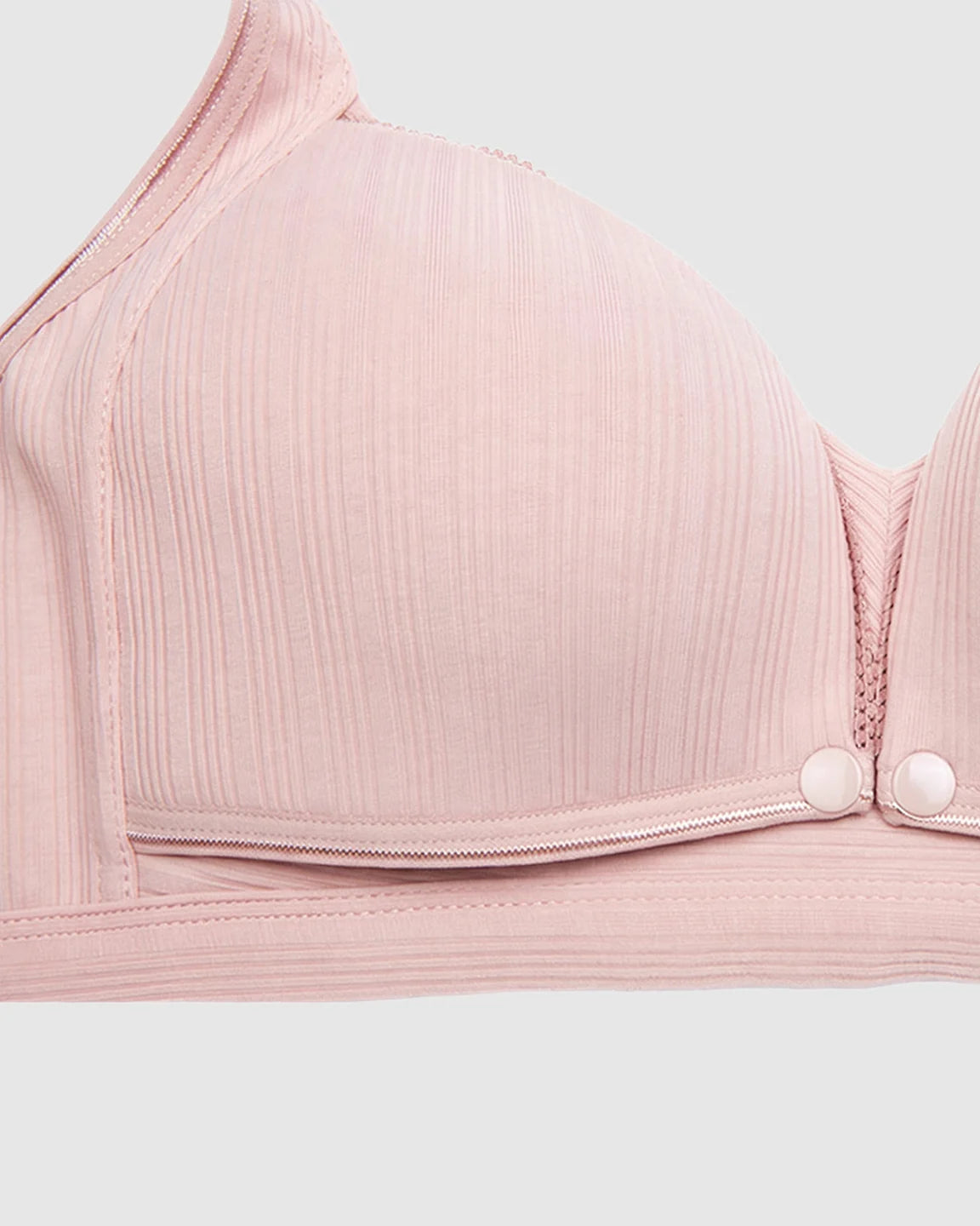 Front-Open Ribbed V-Neck Nursing Bra