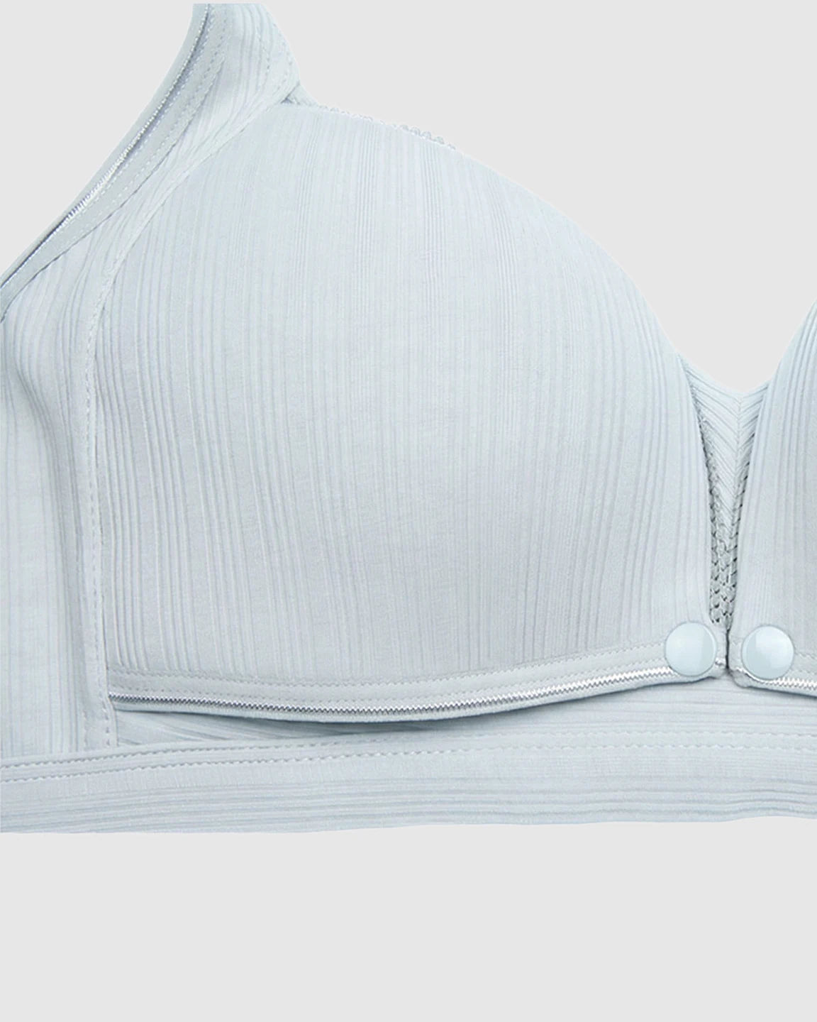 Front-Open Ribbed V-Neck Nursing Bra