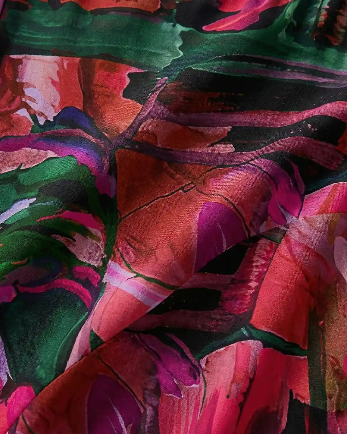 Red Abstract Print Empire Waist Maternity Dress