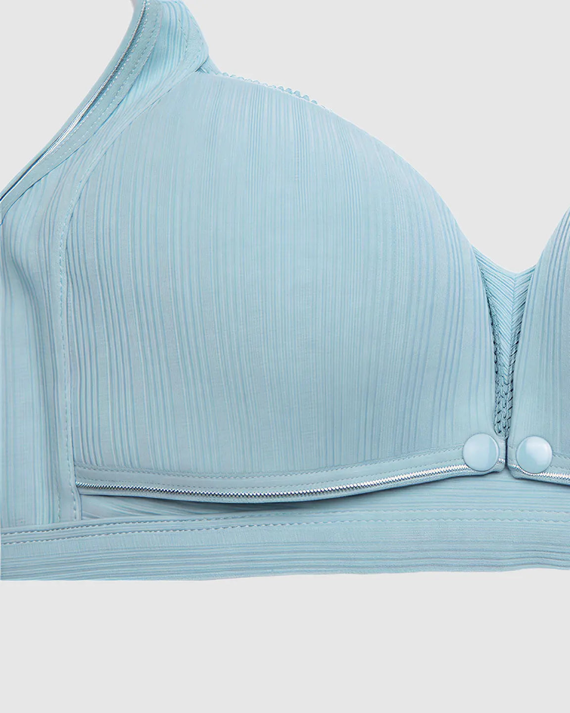 Front-Open Ribbed V-Neck Nursing Bra