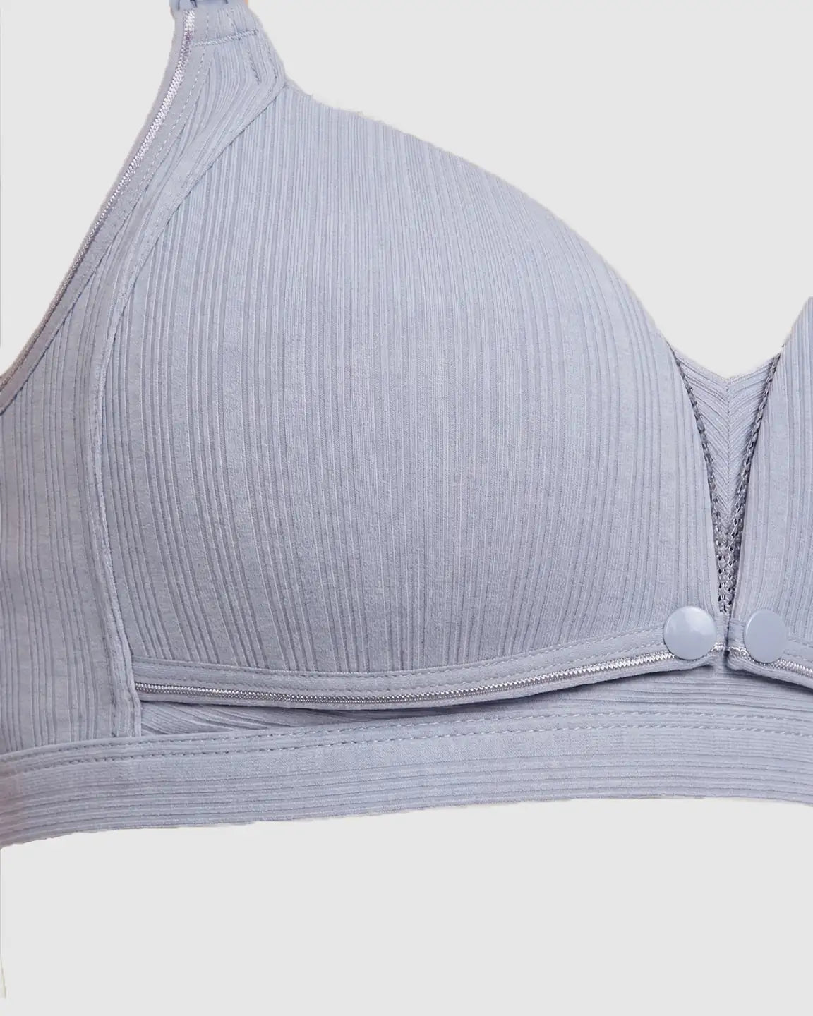 Front-Open Ribbed V-Neck Nursing Bra