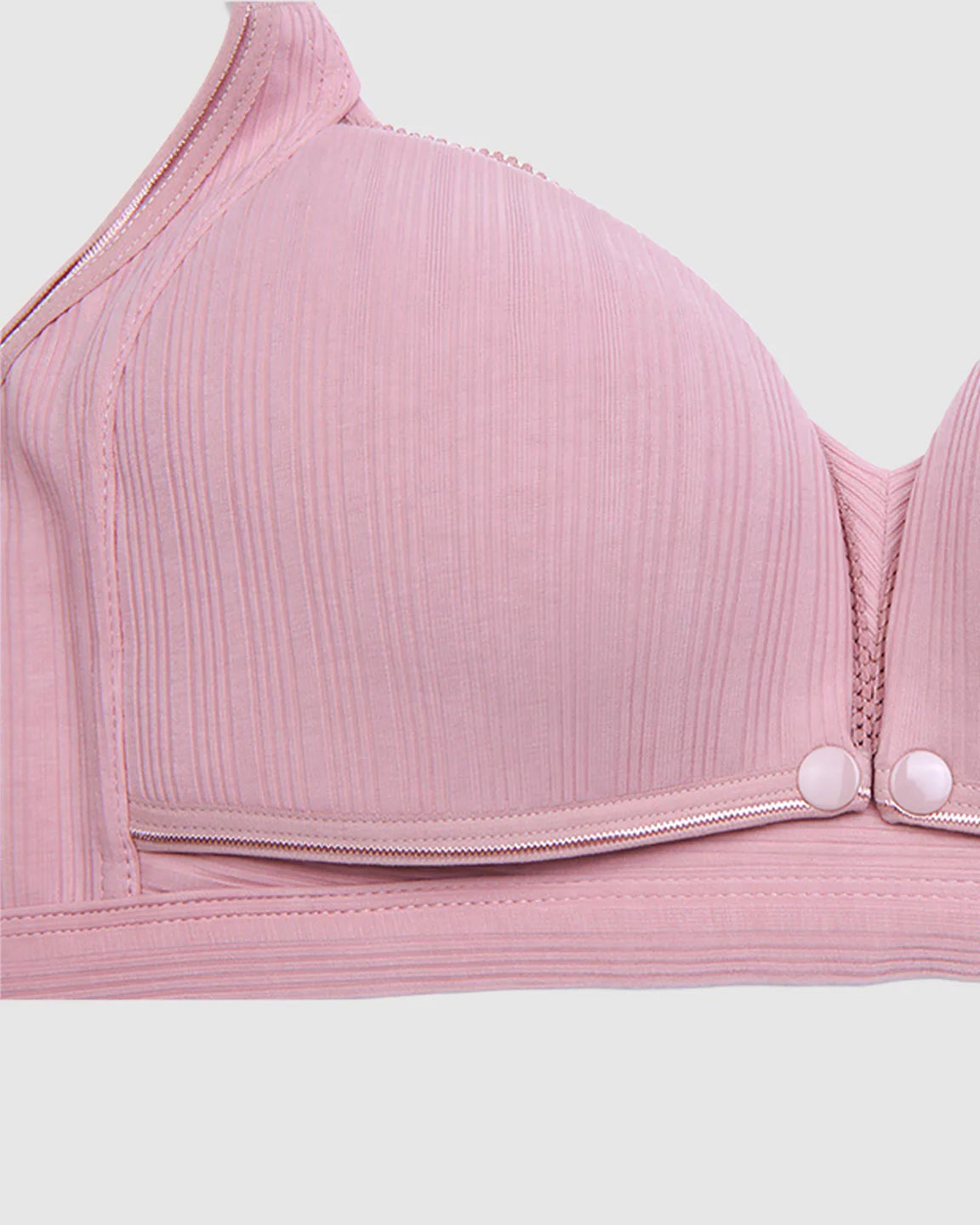 Front-Open Ribbed V-Neck Nursing Bra