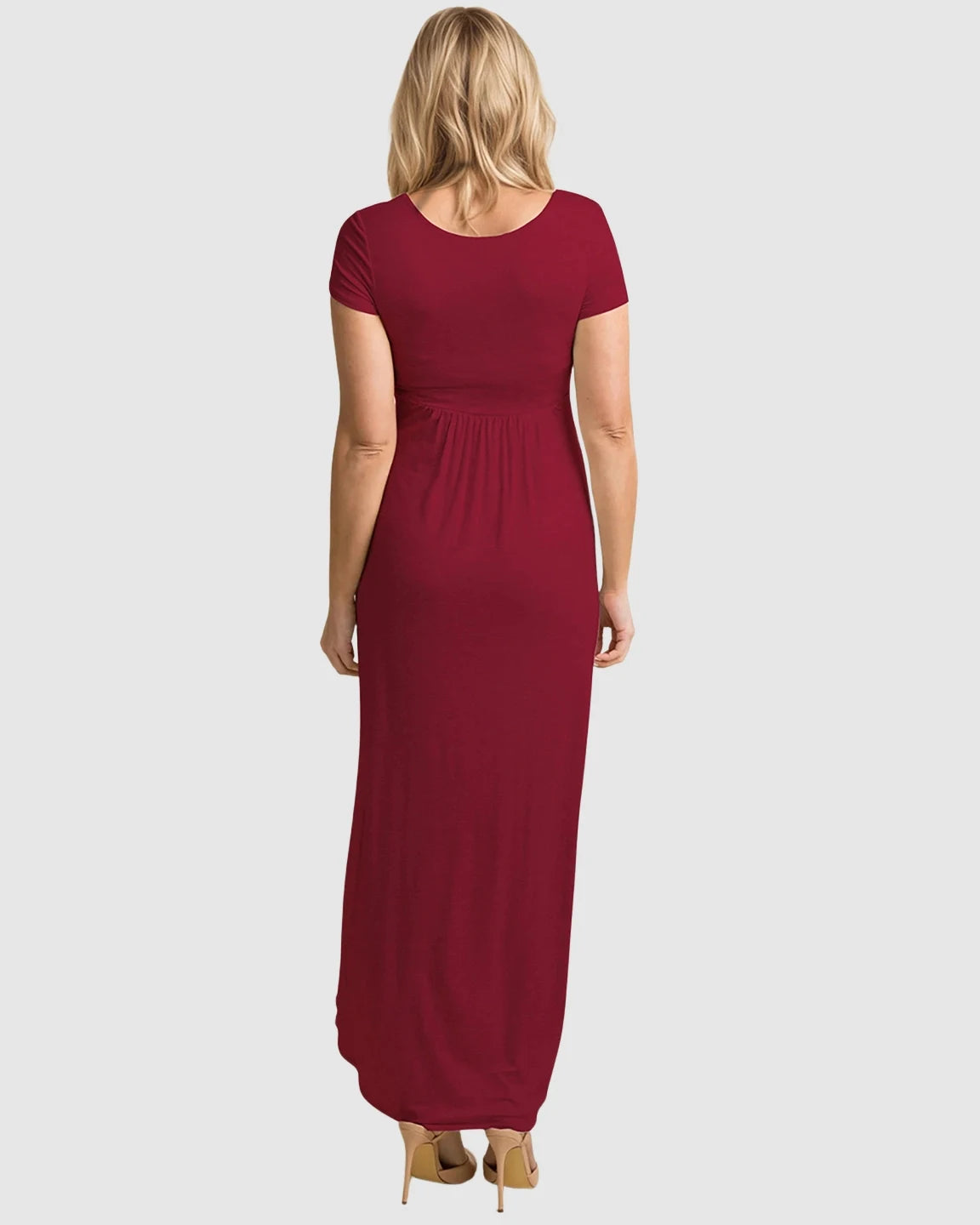 V-Neck Pleated Bust Maternity Maxi Dress