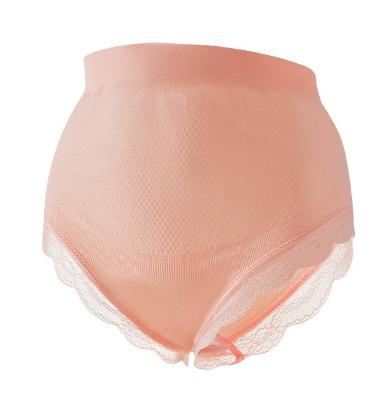 High-Waist Seamless Lace-Trim Maternity Panties