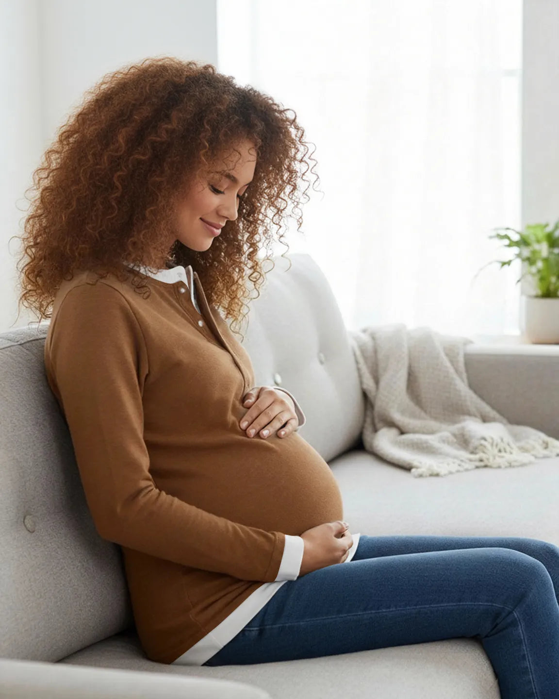 Button-Front Henley Maternity Top