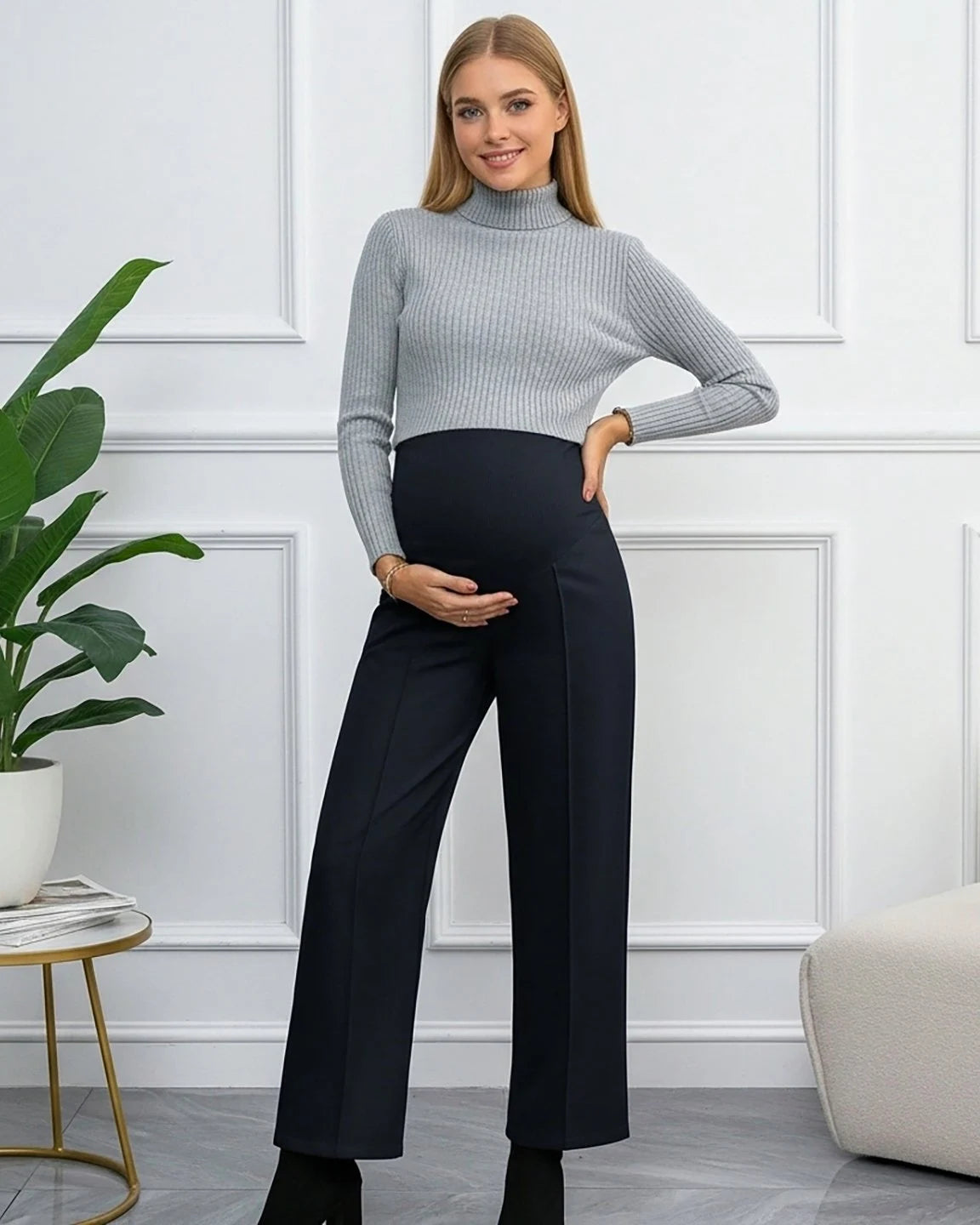 High-Waist Maternity Stretch Chino Pants