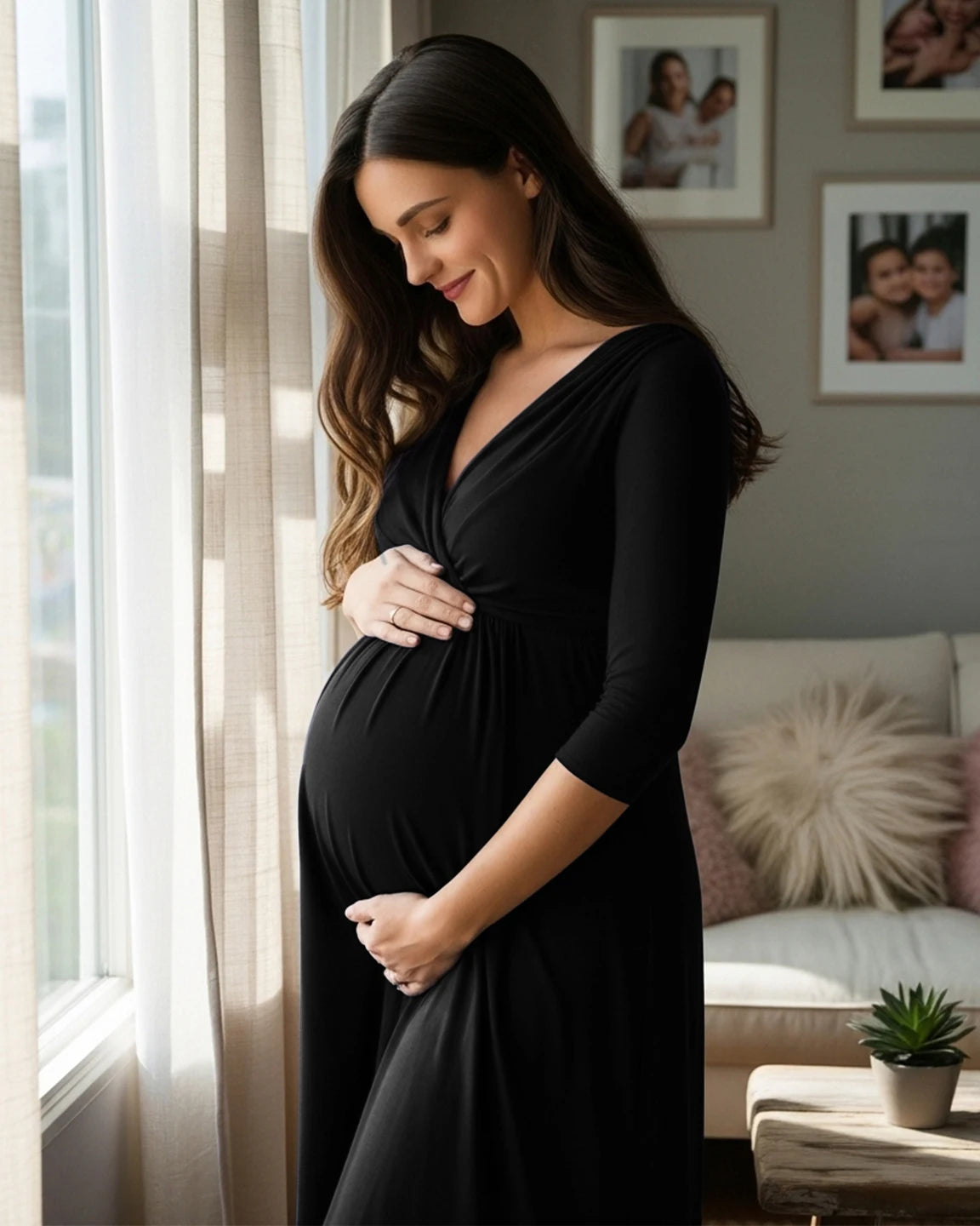 Elbow Length Sleeves Casual Maternity Dress