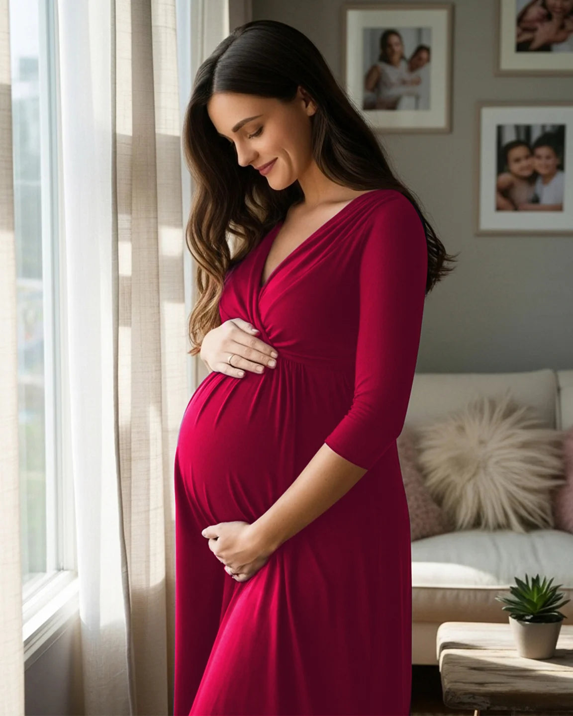 Elbow Length Sleeves Casual Maternity Dress