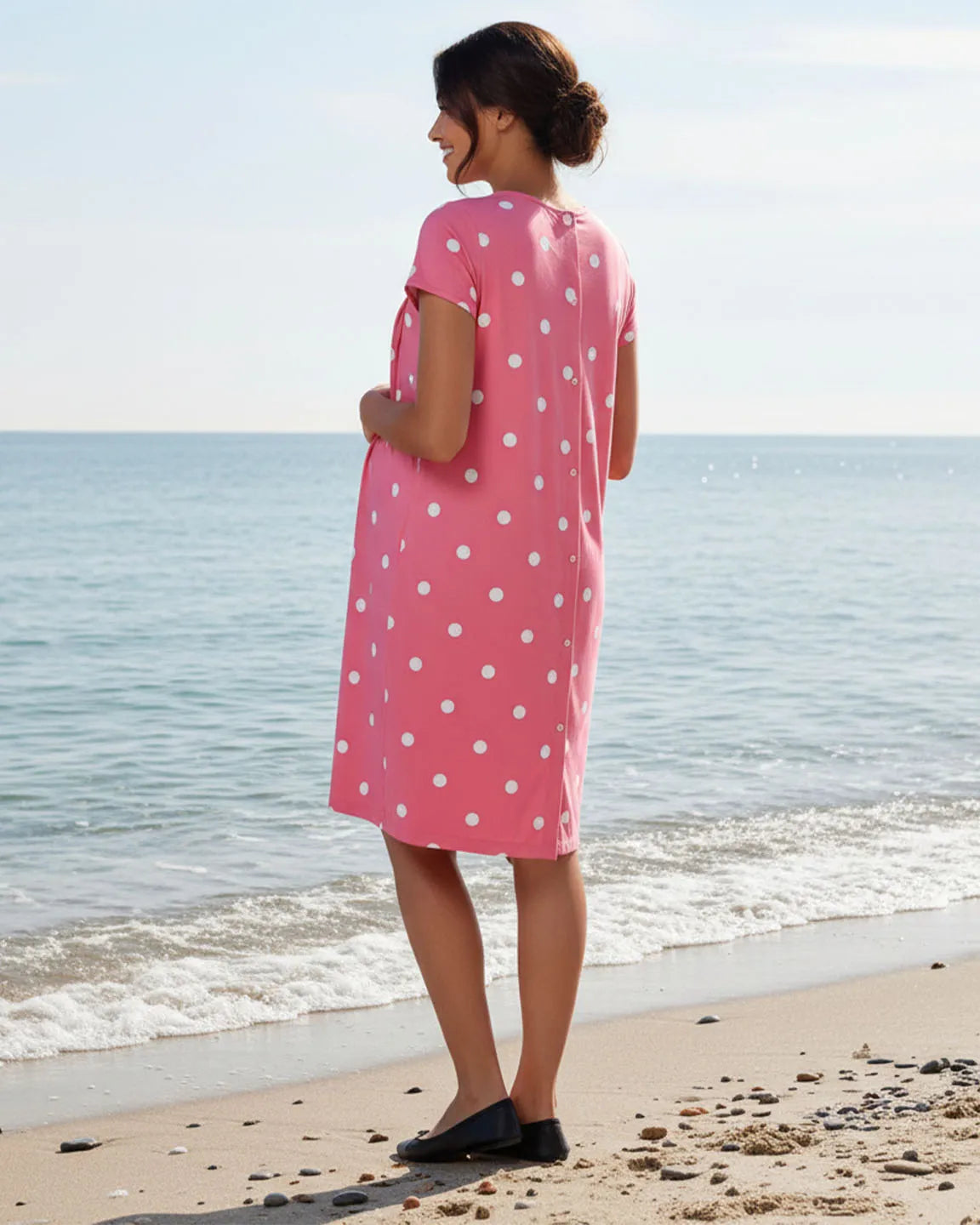 Polka Dot Loose Fit Maternity Dress