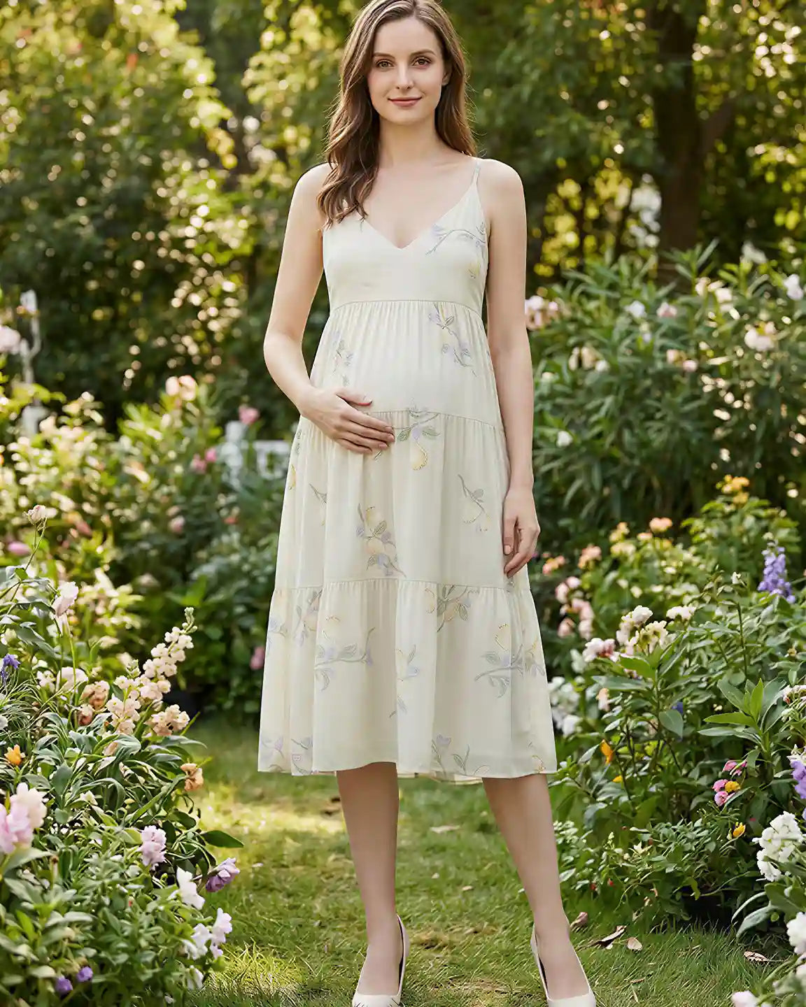 Floral Print Empire Waist Maternity Nightdress