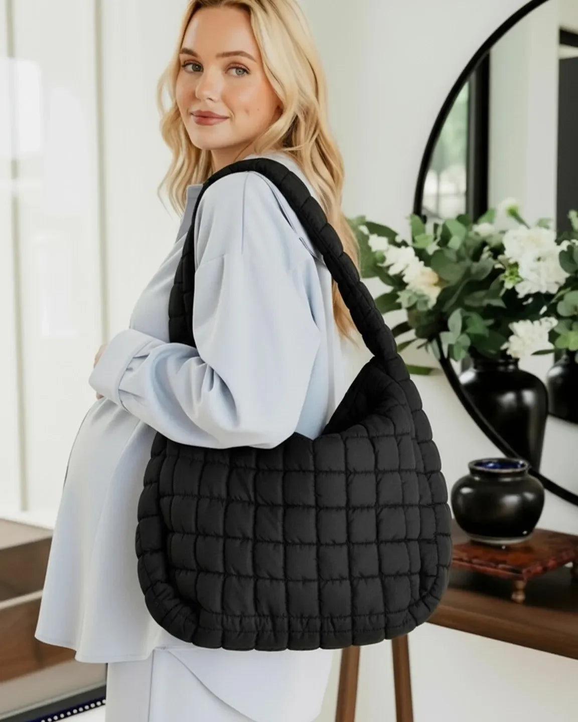Plush Quilted Diaper Bag