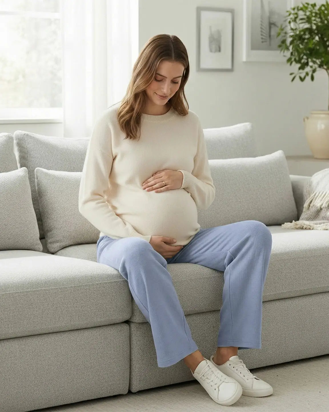Waffle Knit Wide-Leg Maternity Pants