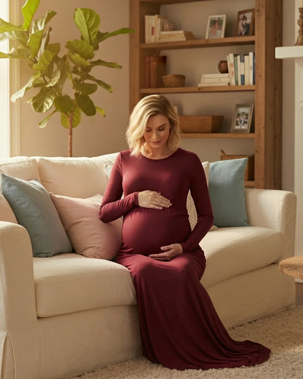 Empire Waist Elegant Maternity Photoshoot Dress