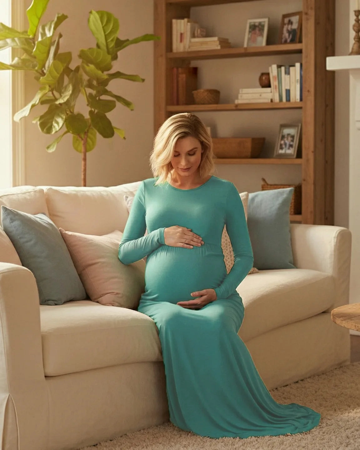 Empire Waist Elegant Maternity Photoshoot Dress