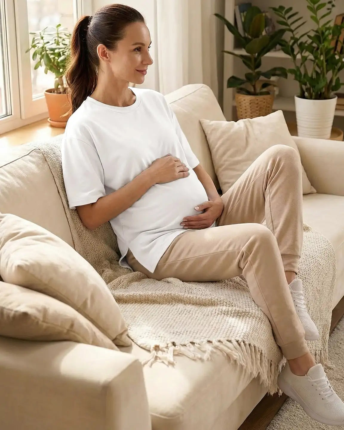 Zipper-Slits Casual Maternity Nursing T-Shirt
