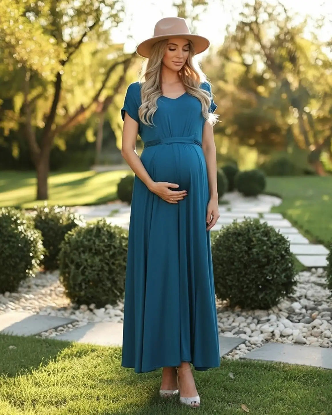Empire Waist Flowy Maternity Maxi Dress
