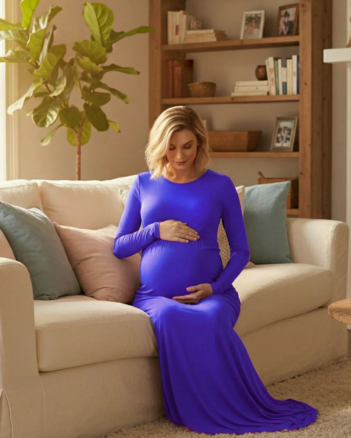 Empire Waist Elegant Maternity Photoshoot Dress