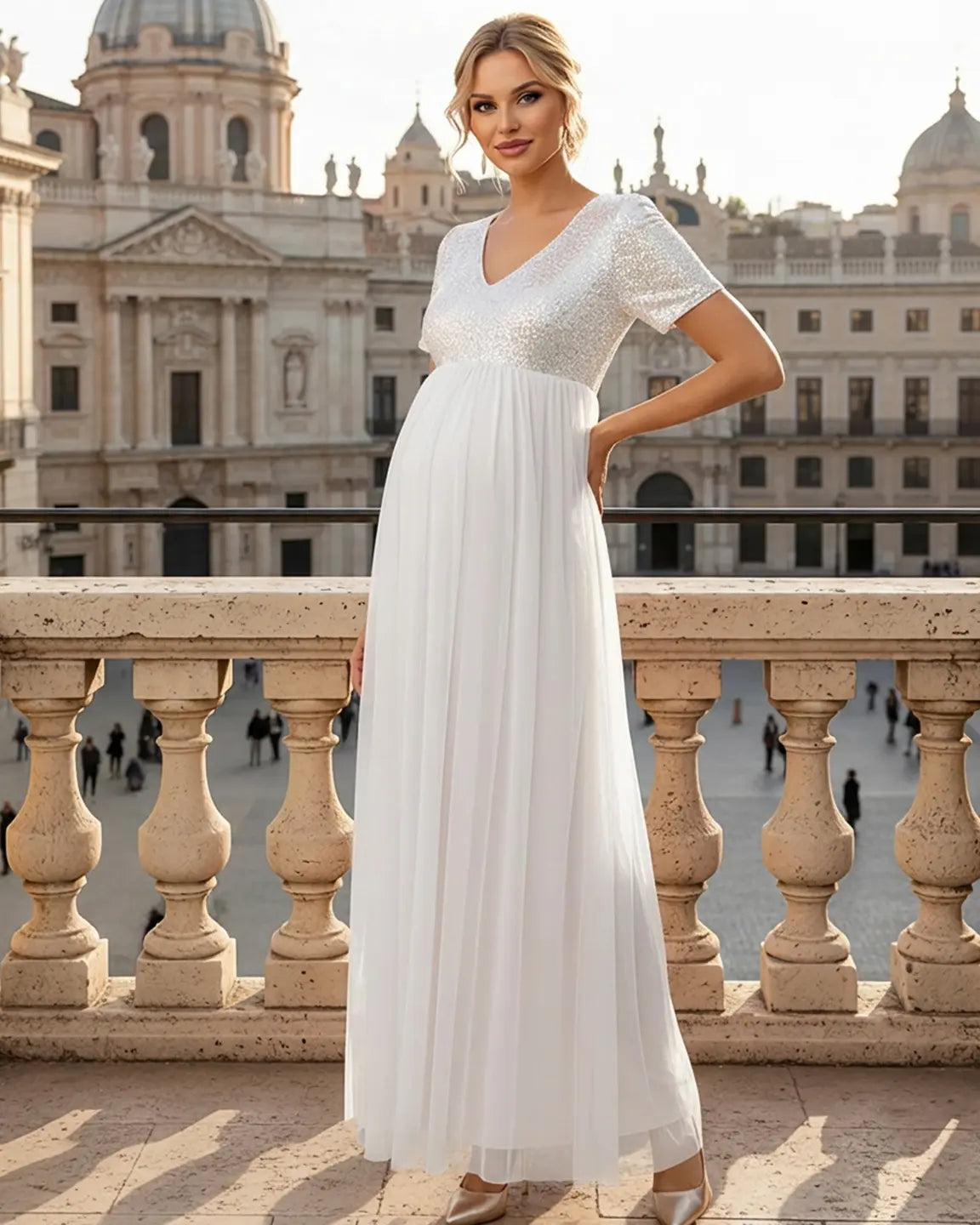 Sequin Bodice Glamorous Maternity Maxi Dress